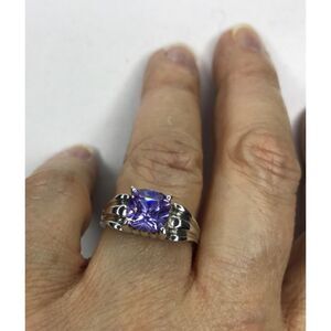 Art Deco Style 925 Purple Stone Ring Size 9